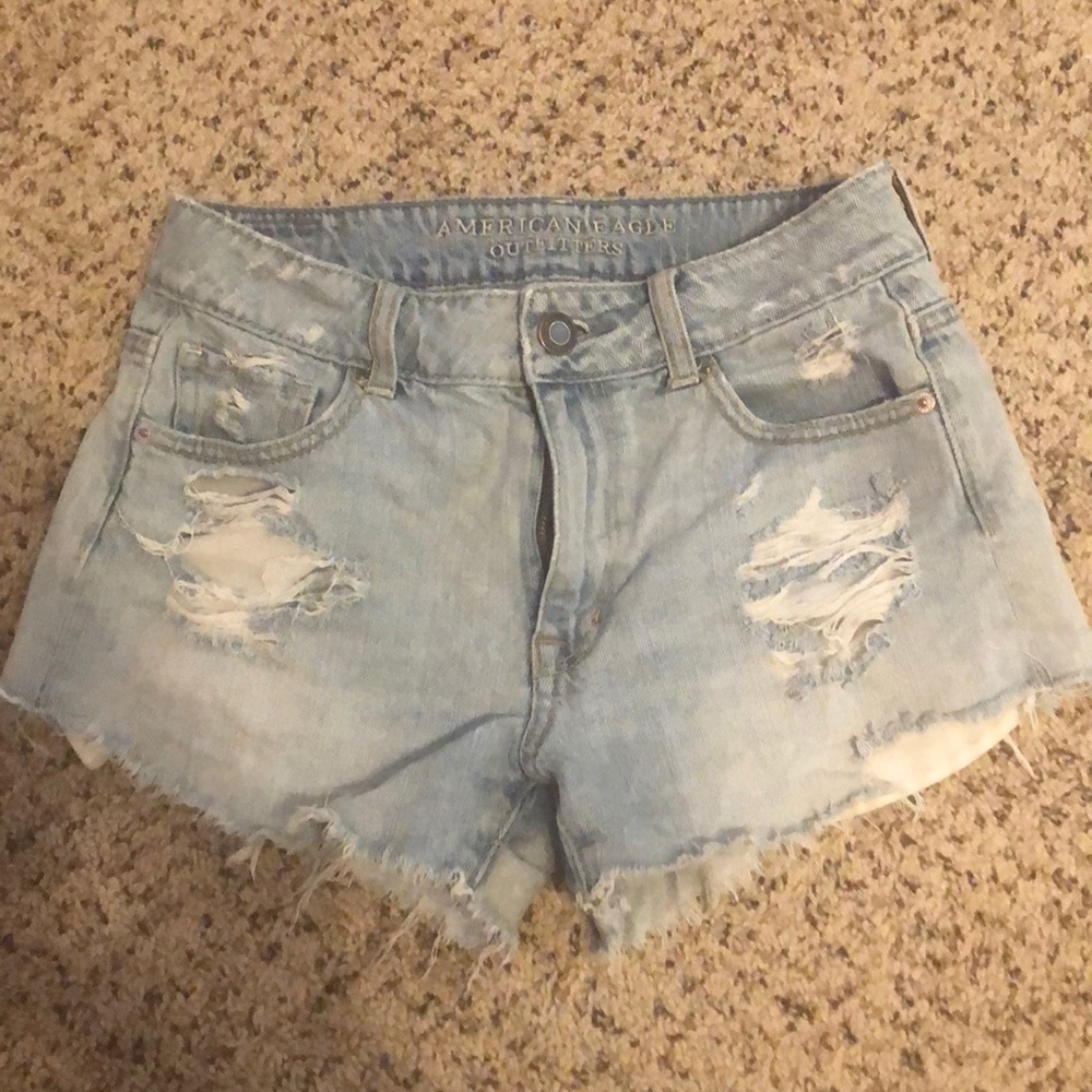 American eagle mid rise distressed shorts